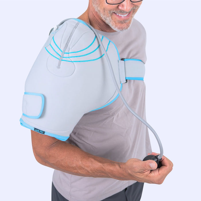 man wearing compression shoulder brace