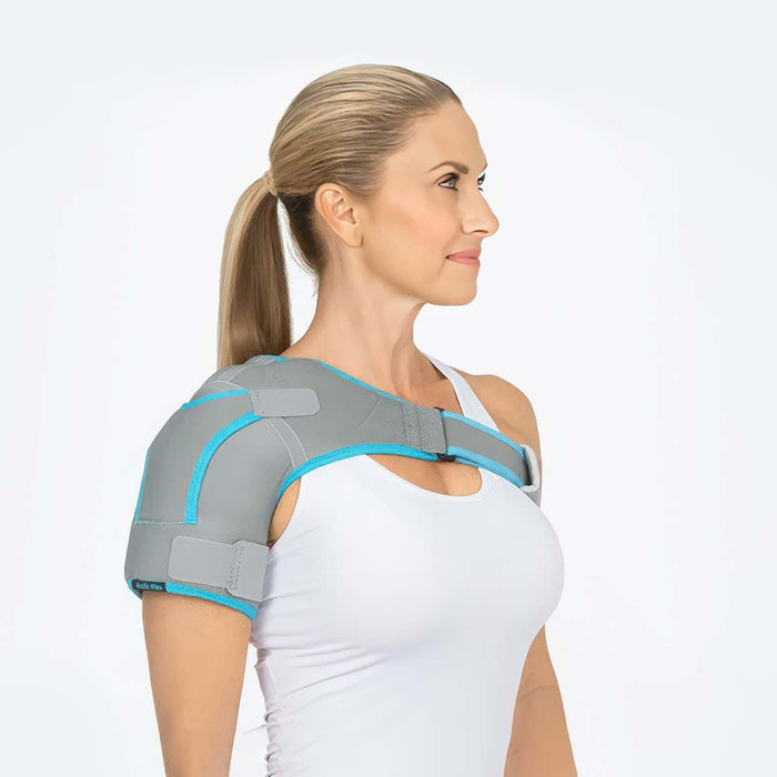 woman wearing shoulder brace