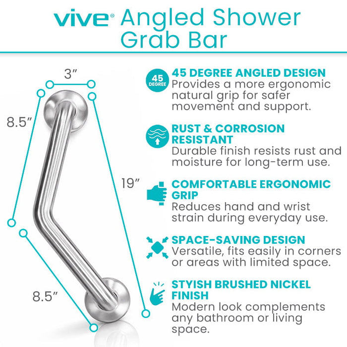Vive Angled Shower Grab Bar