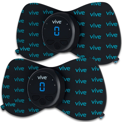 Two black electronic muscle stimulators with 'vive' branding on a white background