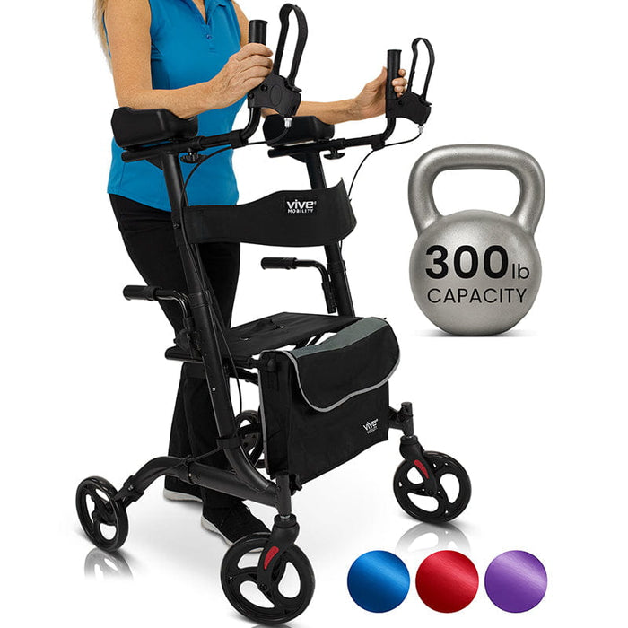 thumbnail image 2 of Lightweight Upright Rollator Walker For Seniors And Adults – Compact Folding, All-Terrain 4-Wheels 2 of 4