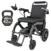 Black and gray electric wheelchair with a 42-pound weight indicator on a white background