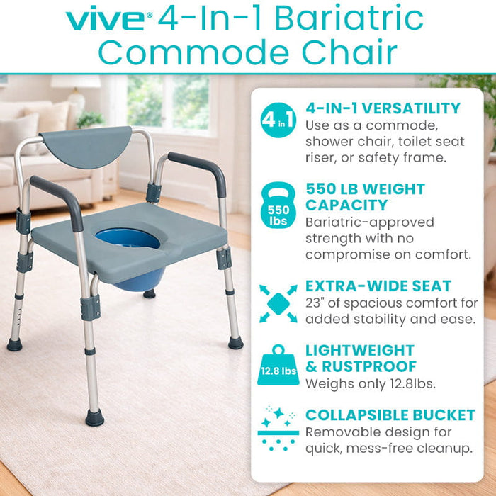 Vive 4-in-1 Bariatric Commode Shower Chair