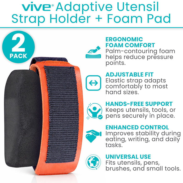 Vive Adaptive Utensil Strap Holder + Foam Pad