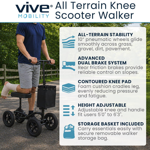 Vive Mobility All-Terrain Knee Scooter Walker