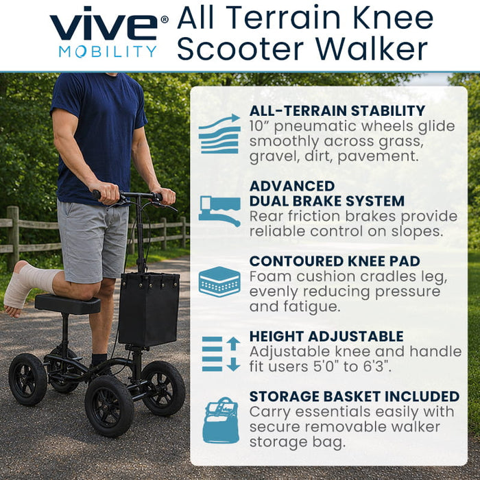 Vive Mobility All-Terrain Knee Scooter Walker