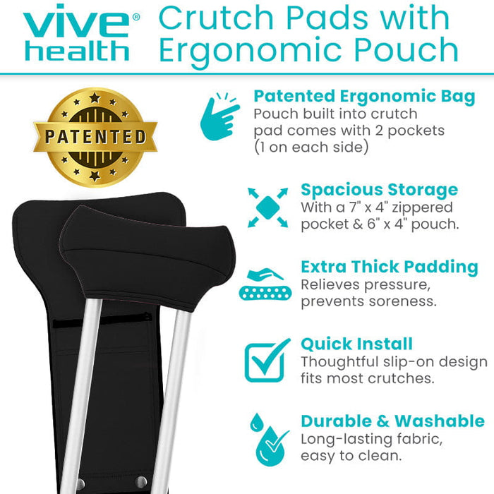 Crutch Pads with Ergonomic Pouch