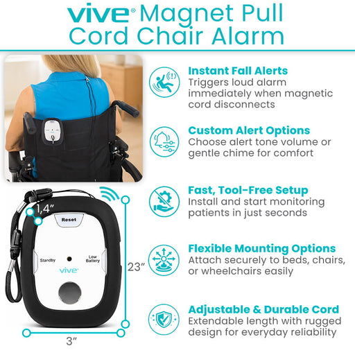 Vive Magnet Pull Cord Chair Alarm