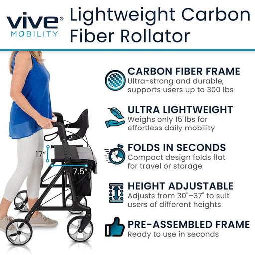 Vive Lightweight Carbon Fiber Rollator