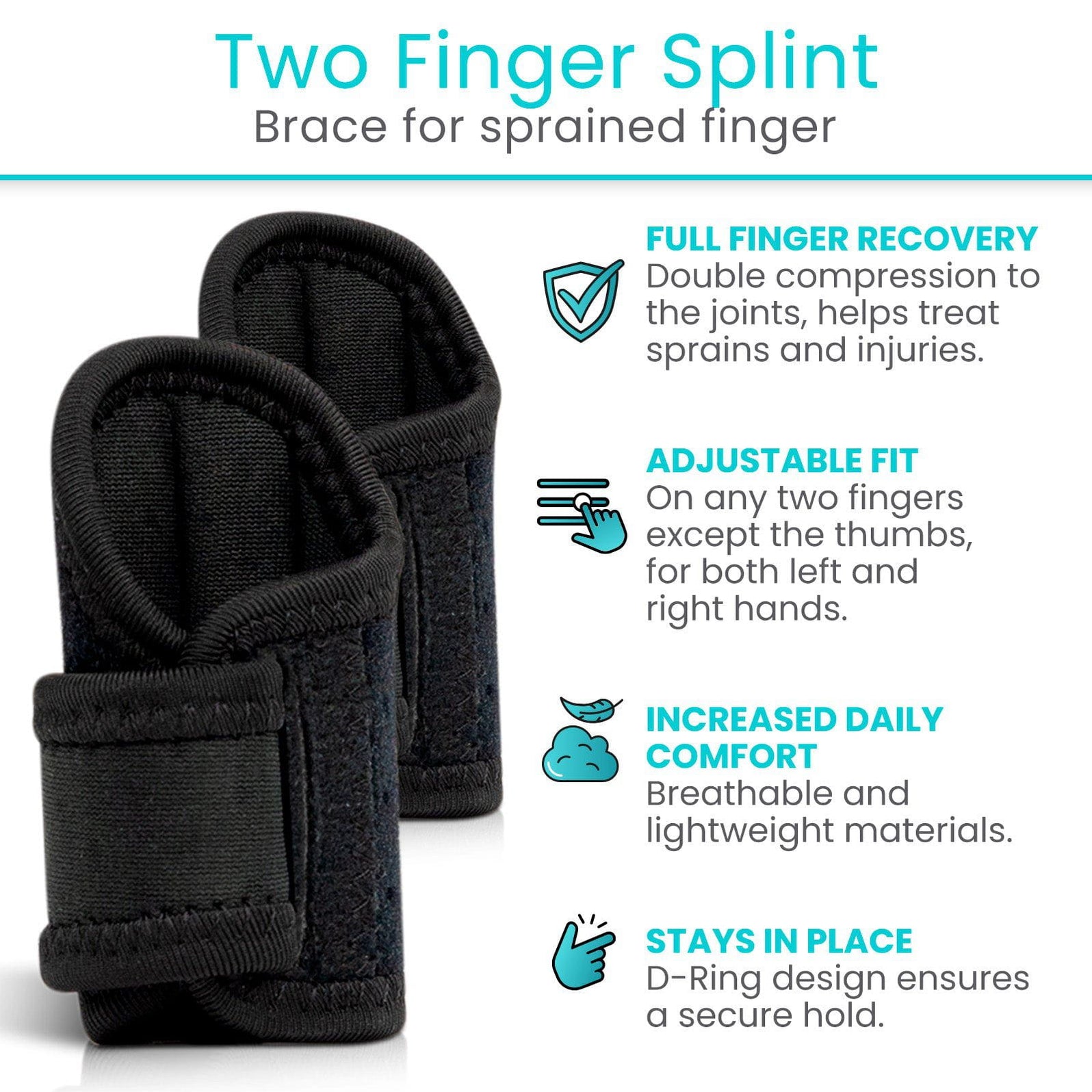 Two Splints Dual Finger Splint - Support for Finger Injuries & Healing — Vive Health