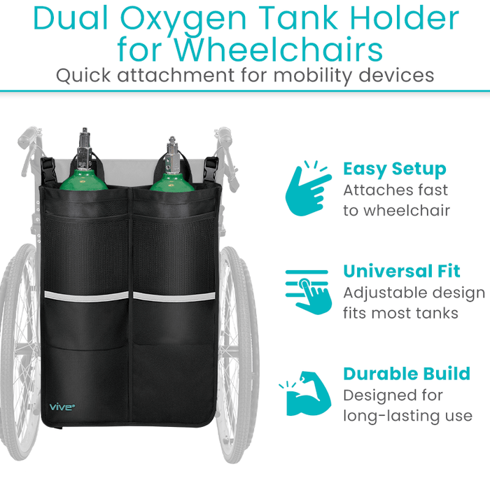 Dual Oxygen Tank Holder for Wheelchairs