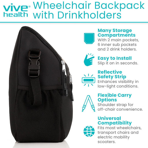 Vive Wheelchair Backpack with Drinkholders