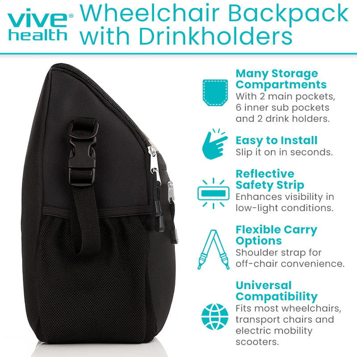 Vive Wheelchair Backpack with Drinkholders