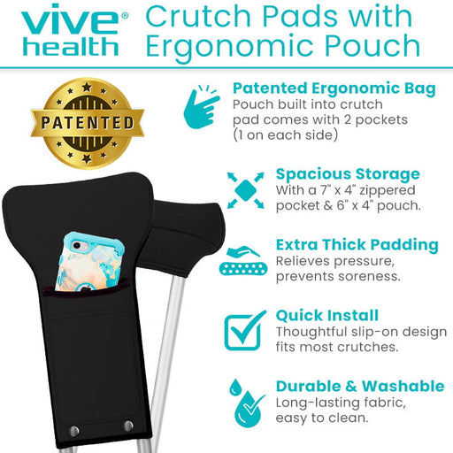 Crutch Pads with Ergonomic Pouch