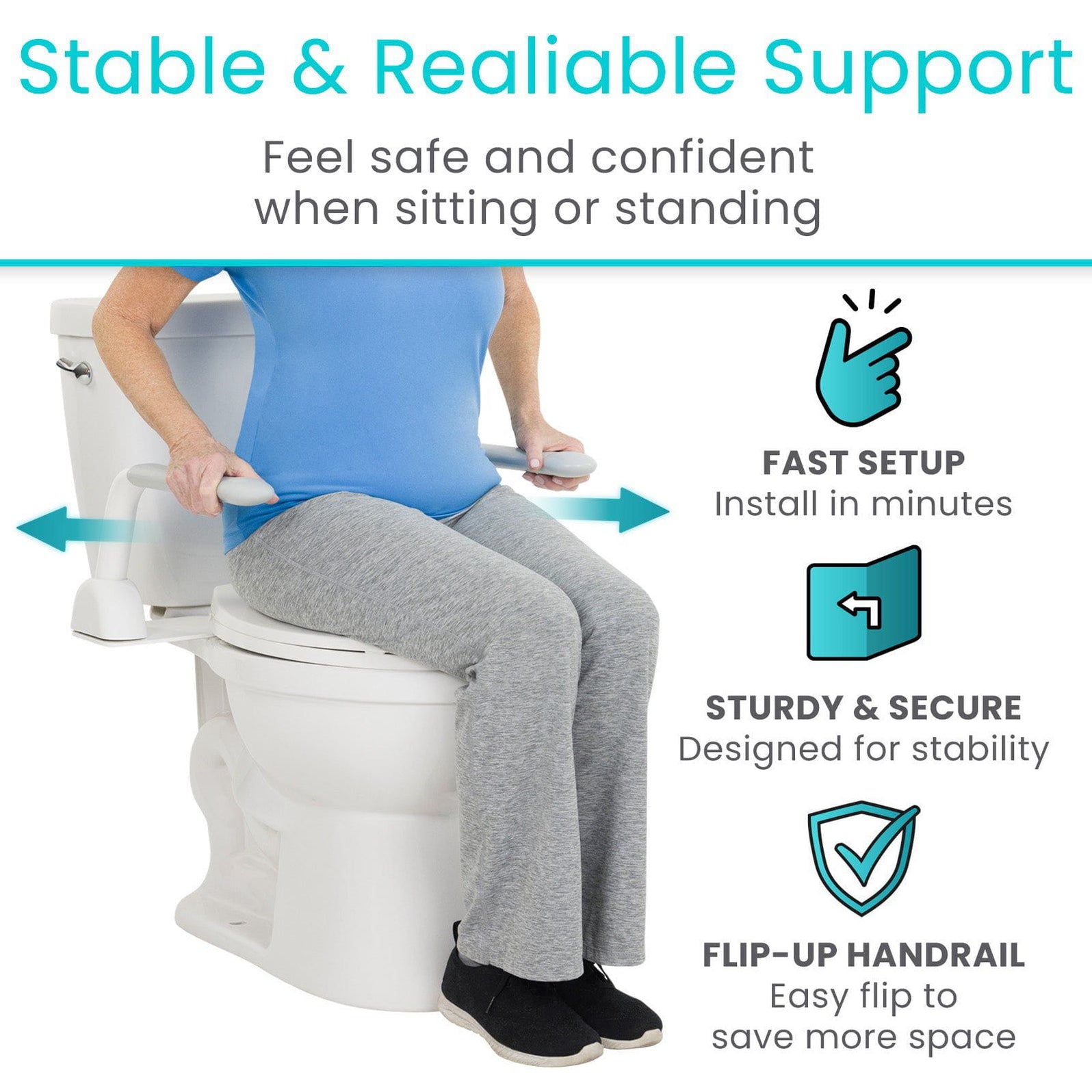 Ot Draw Program Toilet Rial Rise-Up Toilet Rail - Reliable Bathroom Aid — Vive Health