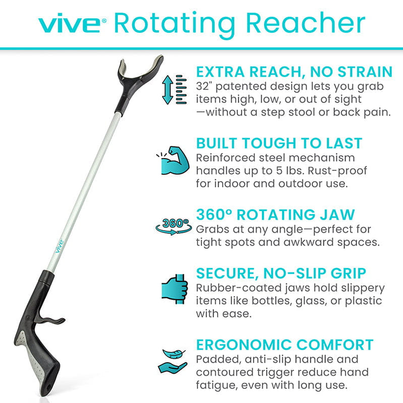 Reacher Grabber - Long Handled Pick Up Tool — Vive Health
