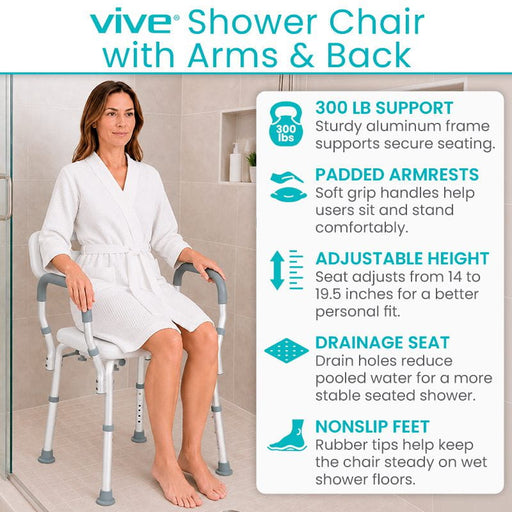 Vive Shower Chair with Arms & Back