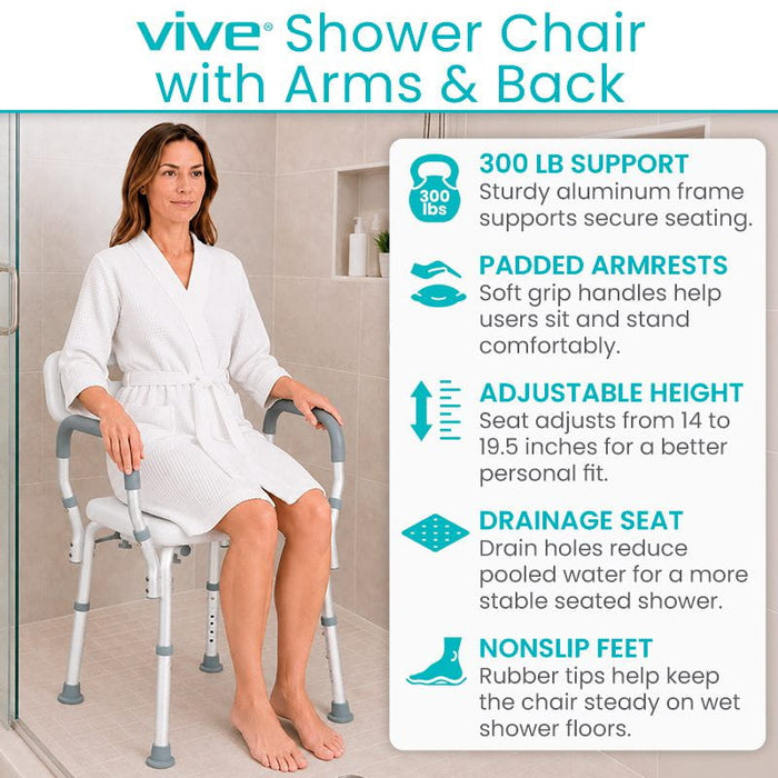 Vive Shower Chair with Arms & Back