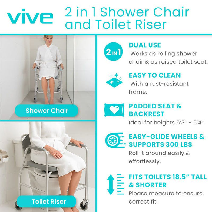 In Bath Riser Chair Shower Chair Toilet Riser - 2-in-1 Assistance — Vive Health
