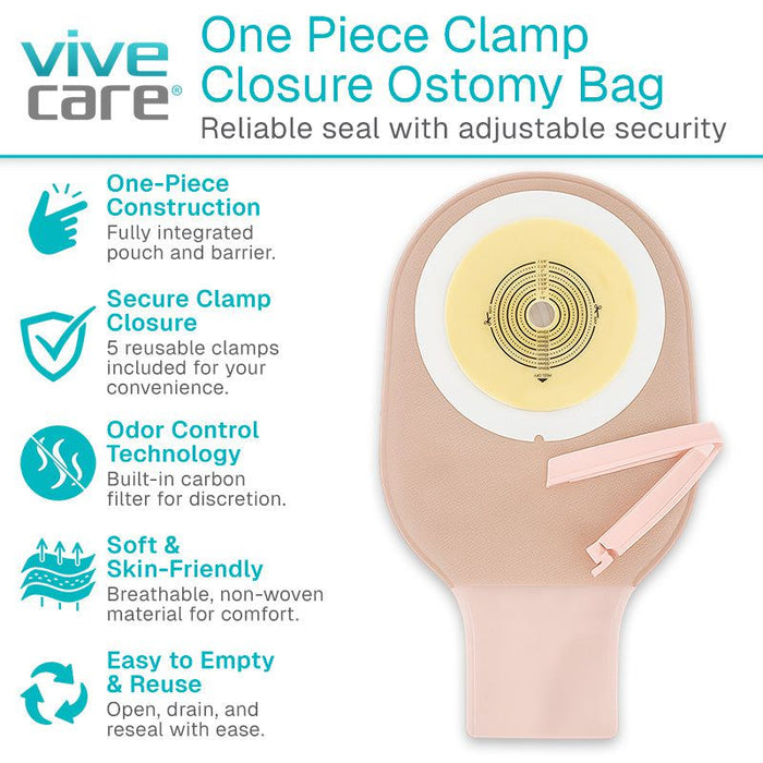One Piece Clamp Closure Ostomy Bag