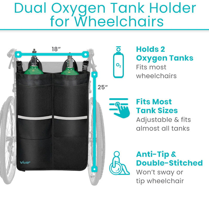 Dual Oxygen Tank Holder for Wheelchairs