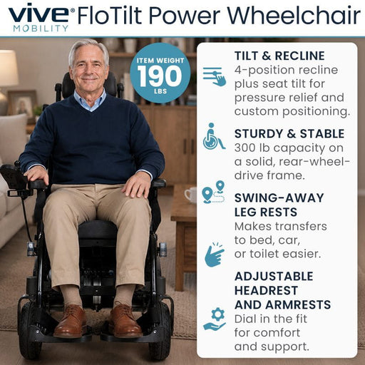 FloTilt Power Wheelchair features