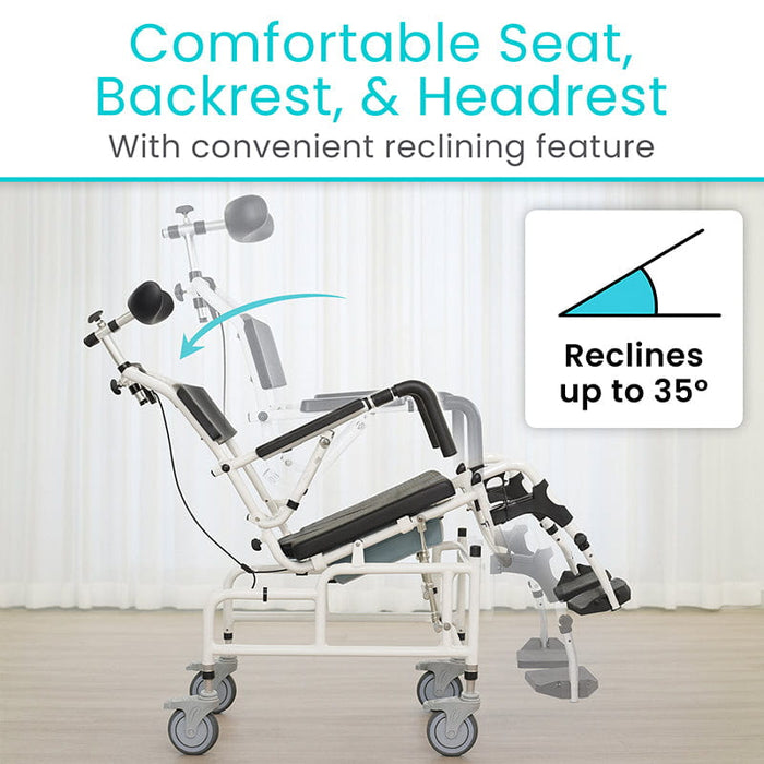 Reclining Shower Commode Transport Chair