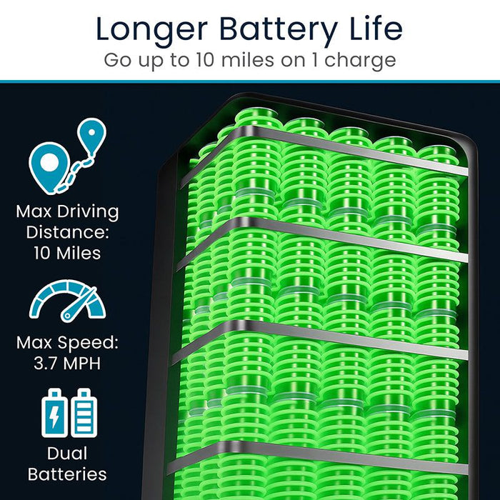 battery life - up to 1o miles on 1 charge