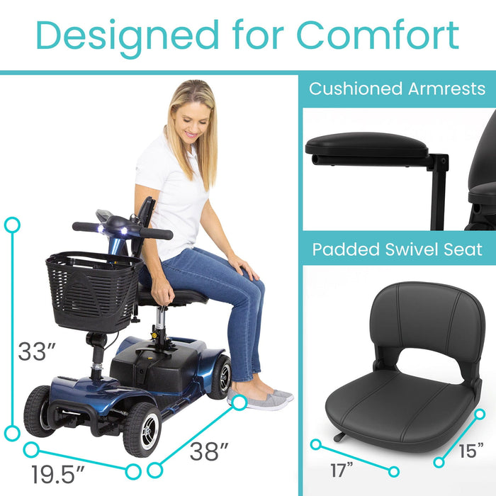 4 Wheel Mobility Scooter - Electric Powered with Seat for Seniors