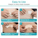 Step-by-step guide on applying a adhesive patch with text 'Easy to Use' and 'Adapts to body shape changes'.