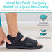 Rounded post-surgical boot with strong straps and roomy toe box for stable healing after injury.