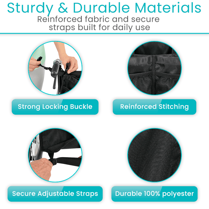 Strong locking buckle, reinforced stitching, secure adjustable straps, made from durable 100% polyester