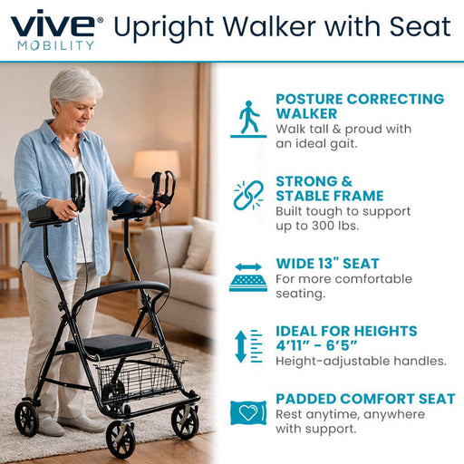 Vive Upright Walker with Seat