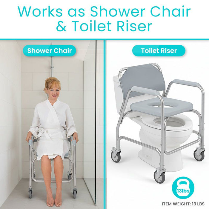 Works as Shower Chair & Toilet Riser