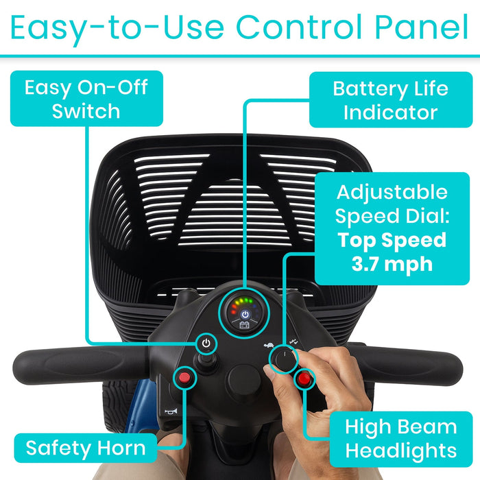 4 Wheel Mobility Scooter - Electric Powered with Seat for Seniors