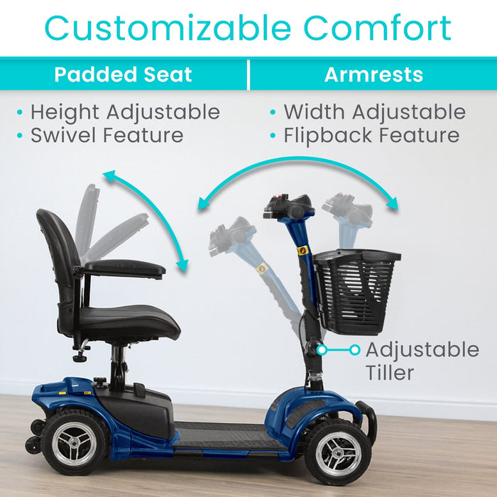 4 Wheel Mobility Scooter - Electric Powered with Seat for Seniors