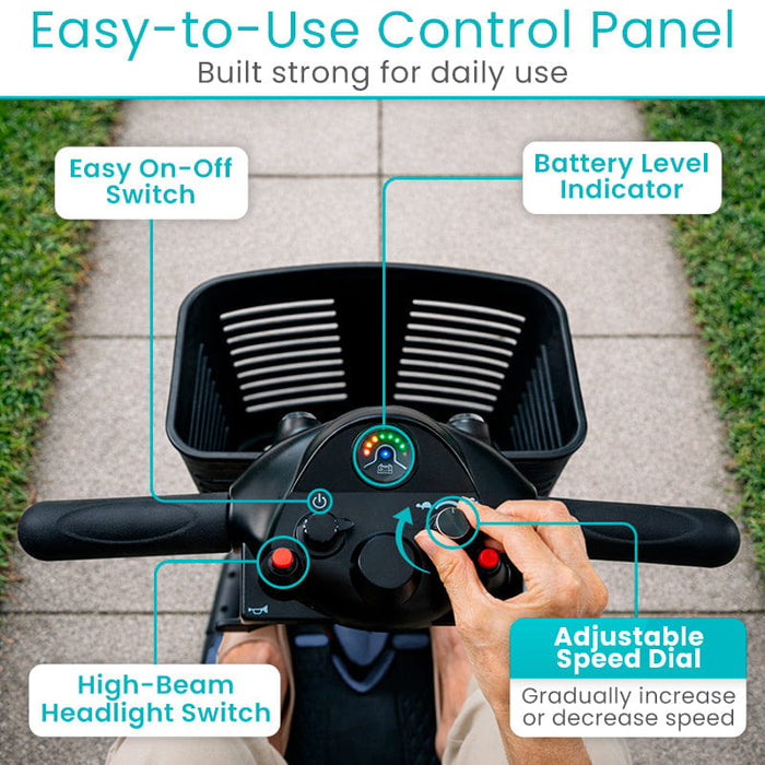 3 Wheel Mobility Scooter - Electric Long Range Powered Wheelchair