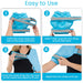 Instructions on how to use a blue baby carrier with text overlay.