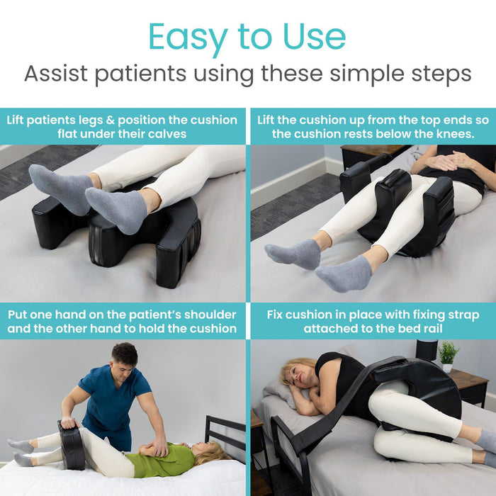 bedridden senior being repositioned with pillows and barrier cream on heels