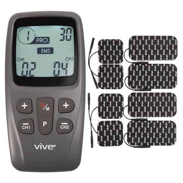 Vive Stim Machine TENS Unit - Electrotherapy Muscle Stimulator With  Electrode Pads - Neurostimulation EKG Pulse Massager for Neuropathy, Back  Pain