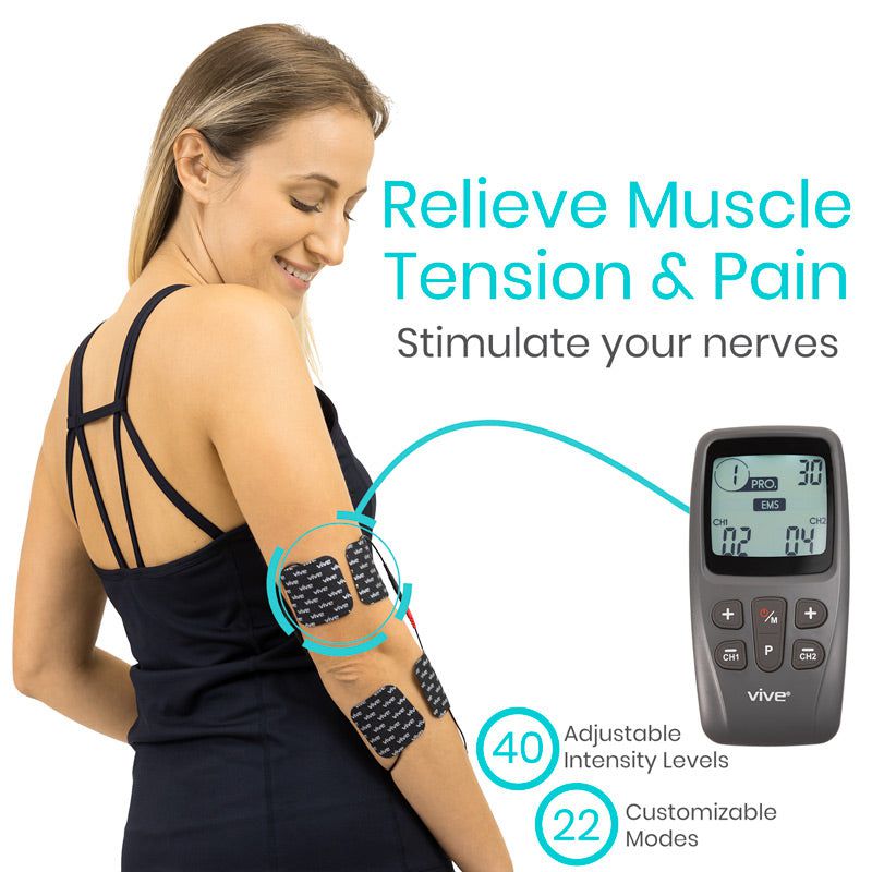 TENS Unit by Vive - Best Portable Electric Stimulation Machine - EMS  Neuropathy Pain Relief Therapy 