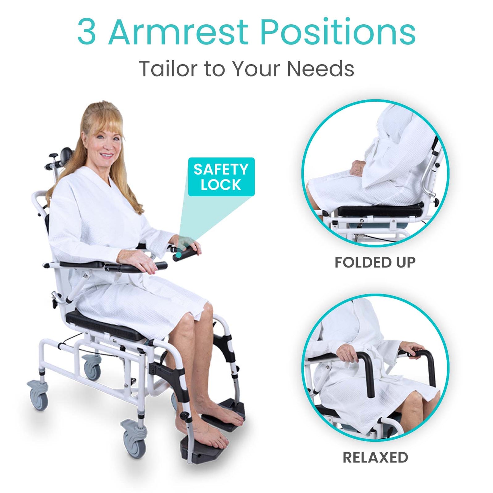 Reclining Shower Commode Transport Chair — Vive Health