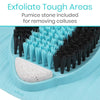 Exfoliate Tough Areasn Pumice Stone included for removing calluses
