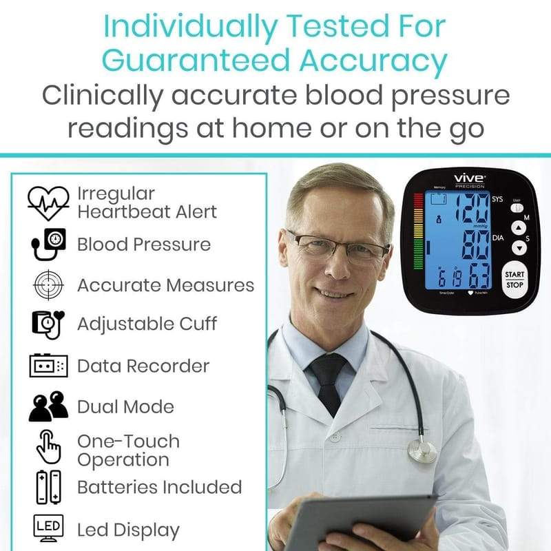 Large Cuff Easy@Home Digital Upper Arm Blood Pressure Monitor, 3-Color