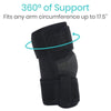 360 degrees of support and fits any arm circumference up to 17.5 inches