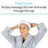 massaging hair and scalp through shampoo cap