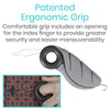 Patented Ergonomic Grip, Comfortable grip includes opening for index finger