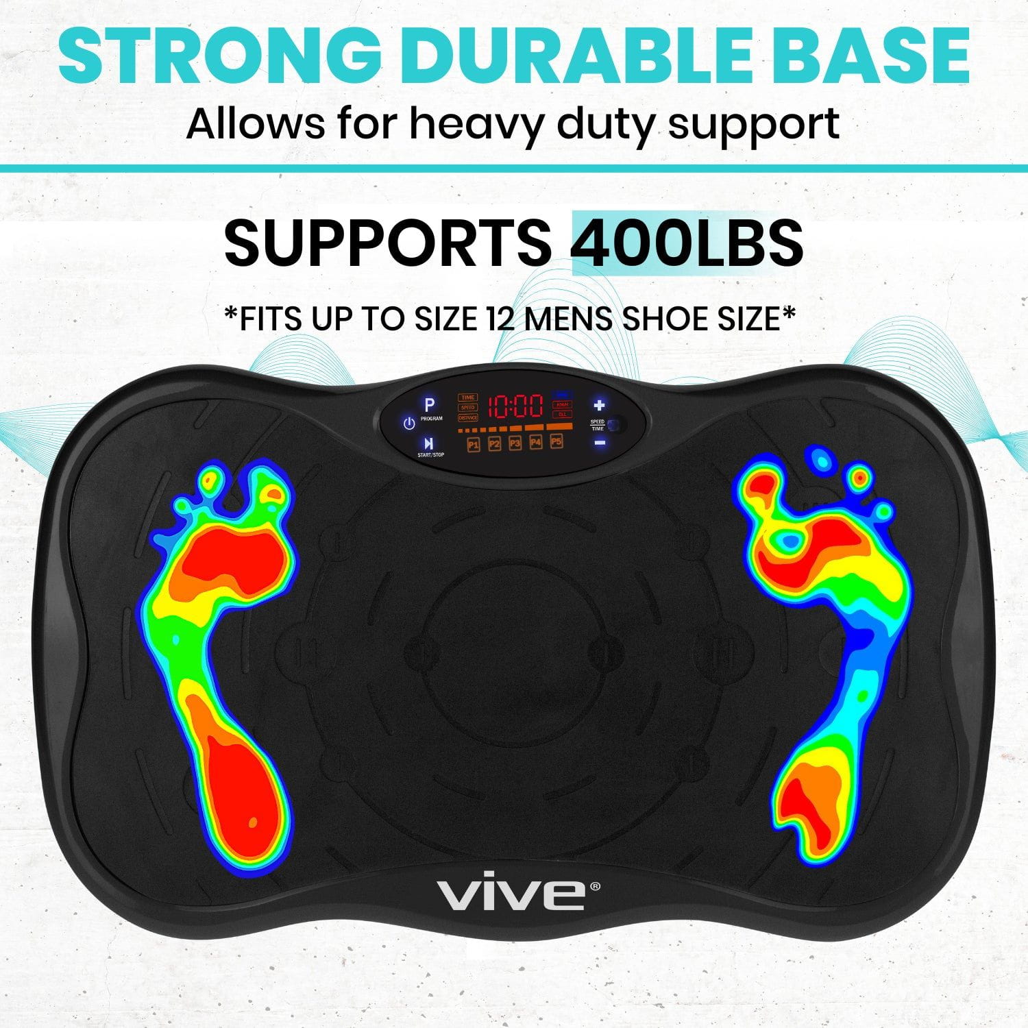 strong durable base supports up to 400 lbs - Fits up to size 12 Men's shoe