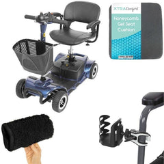 4 Wheel Scooter + Gel Seat Cushion, Cup Holder & Arm Pads | Silver