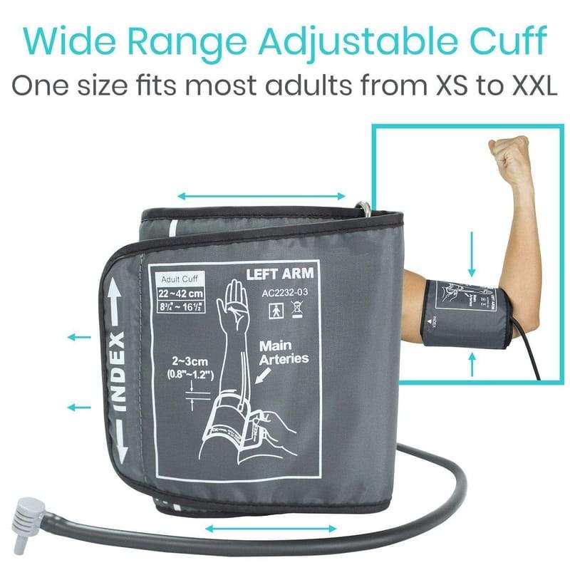  Vive Precision Manual Blood Pressure Cuff - Aneroid  Sphygmomanometer with Case - BP Kit Monitor for Adults, Nurses - One Hand,  One Tube Upper Arm Cuff Machine - BPM Meter Device